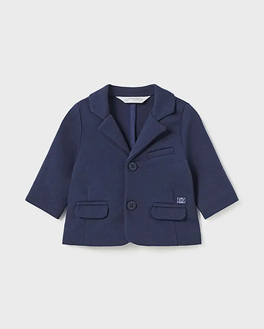 Giacca blu punto milano monopetto