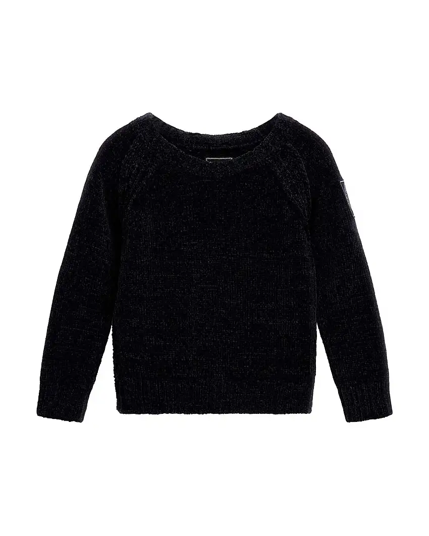 Maglia blu girocollo in morbida ciniglia 3-7 anni