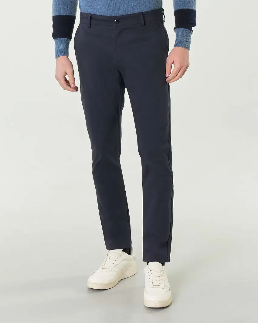 Pantaloni chino My Stuff blu in gabardina di cotone stretch