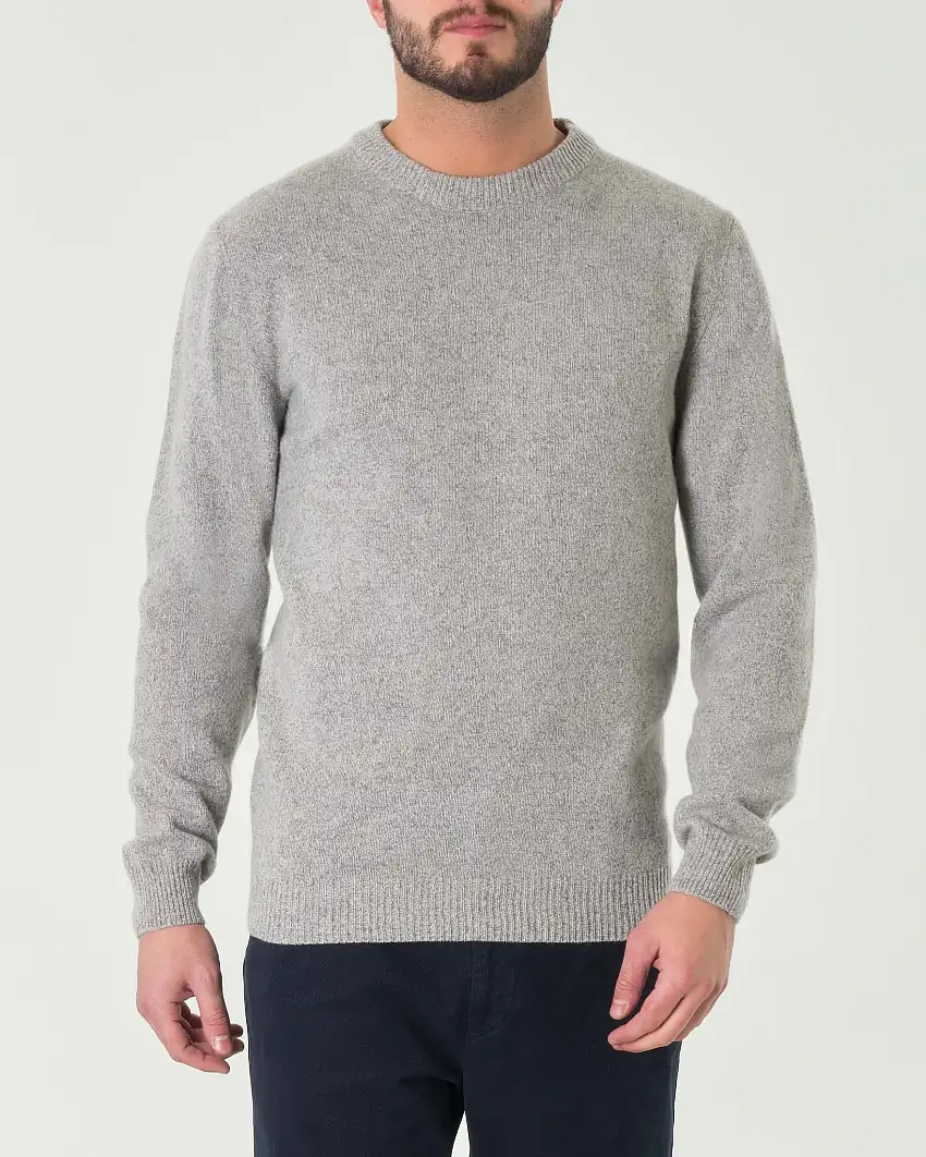Maglia My Stuff mouliné grigia girocollo in lana finezza 7