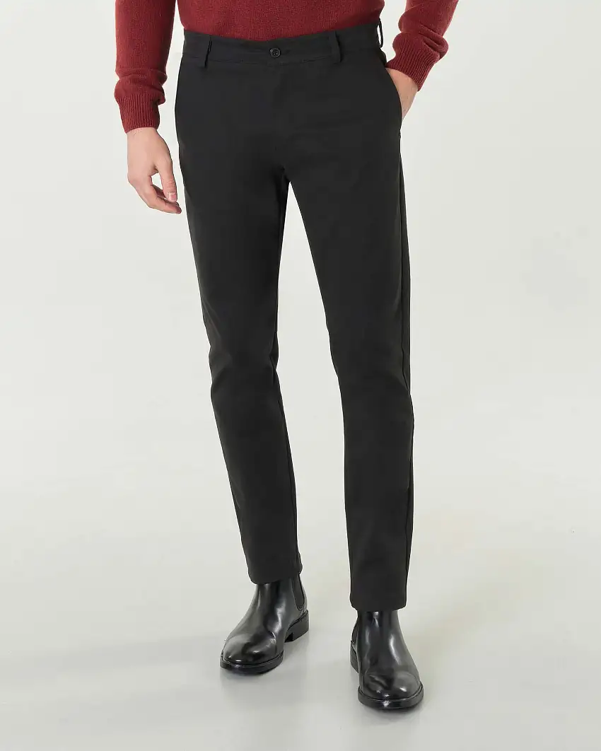 Pantaloni chino My Stuff nero in gabardina di cotone stretch