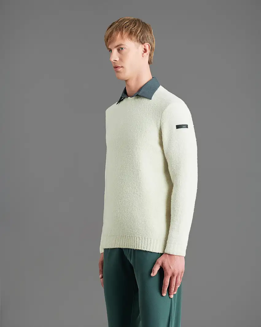 Maglione girocollo R.R.D. Bouclè Round Knit color panna