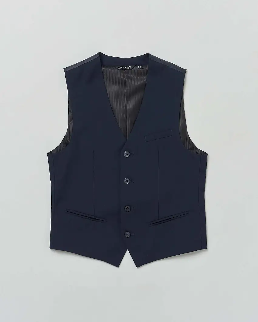 Gilet blu punto milano monopetto