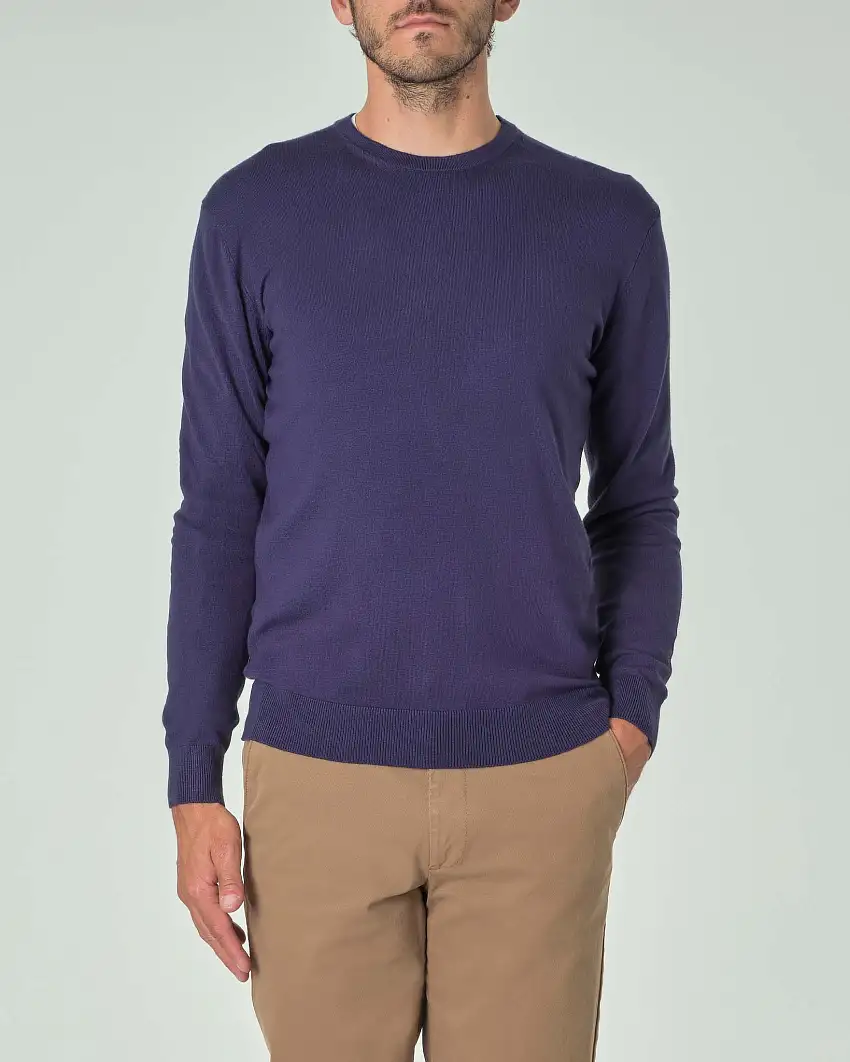 Maglia girocollo Paul Baker blu indaco tinta unita