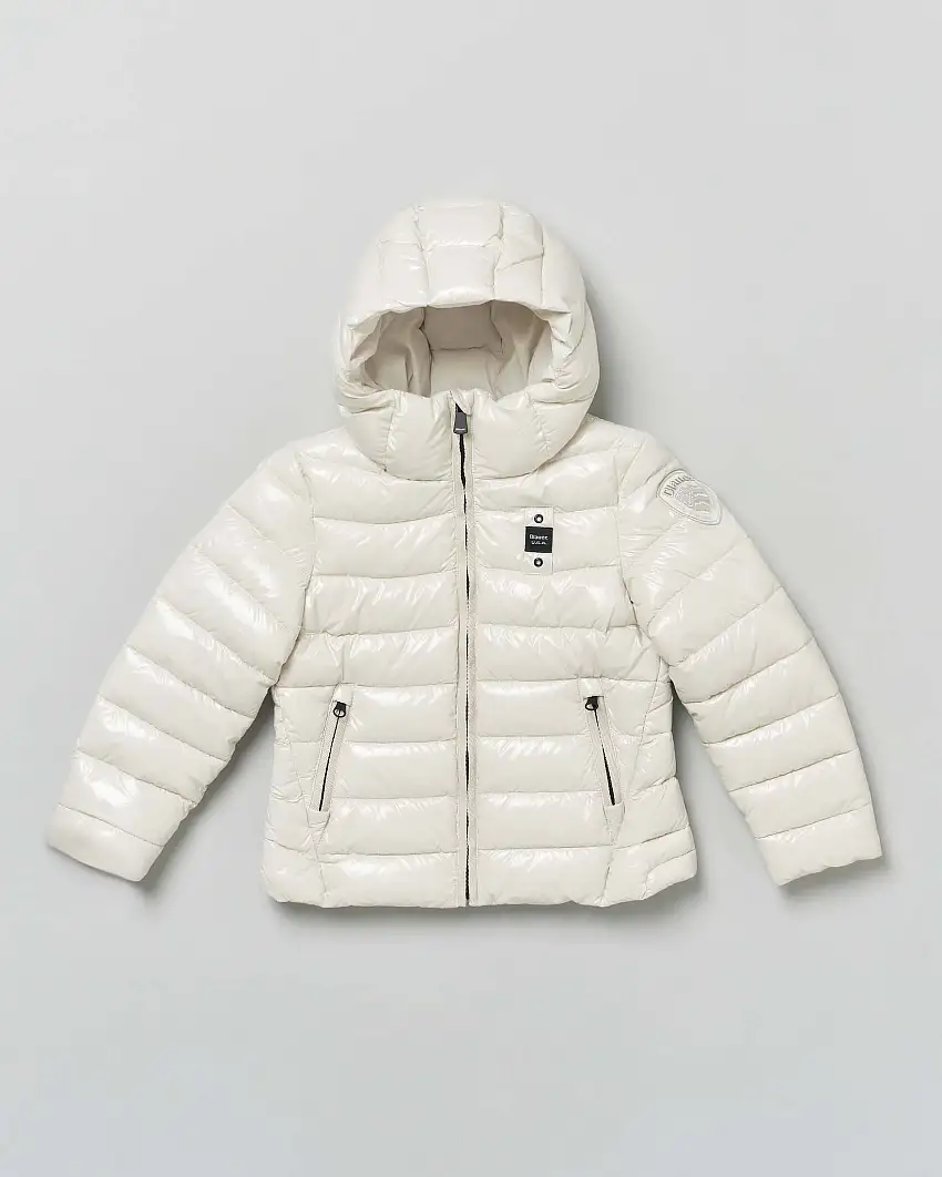 Piumino Blauer gesso in nylon laccato con cappuccio