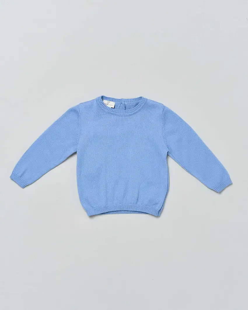 Maglioncino azzurro girocollo in puro cotone