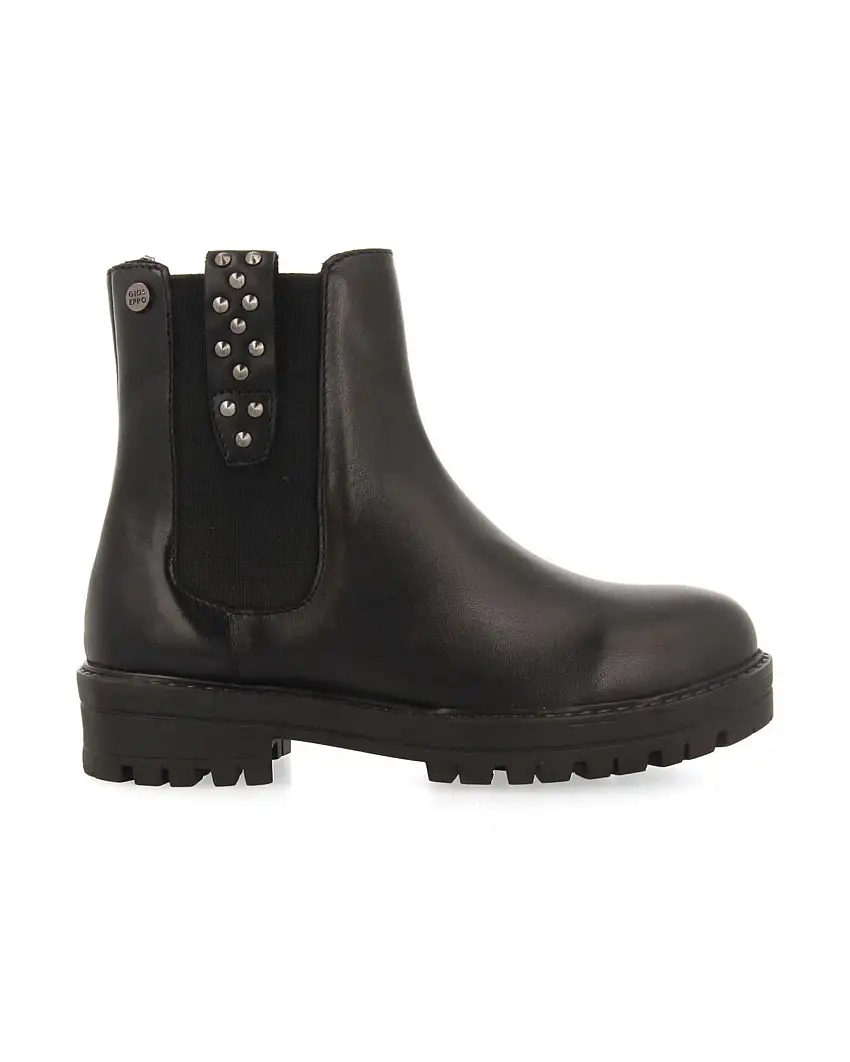 Stivaletto Palting Chelsea Gioseppo nero in pelle borchiato