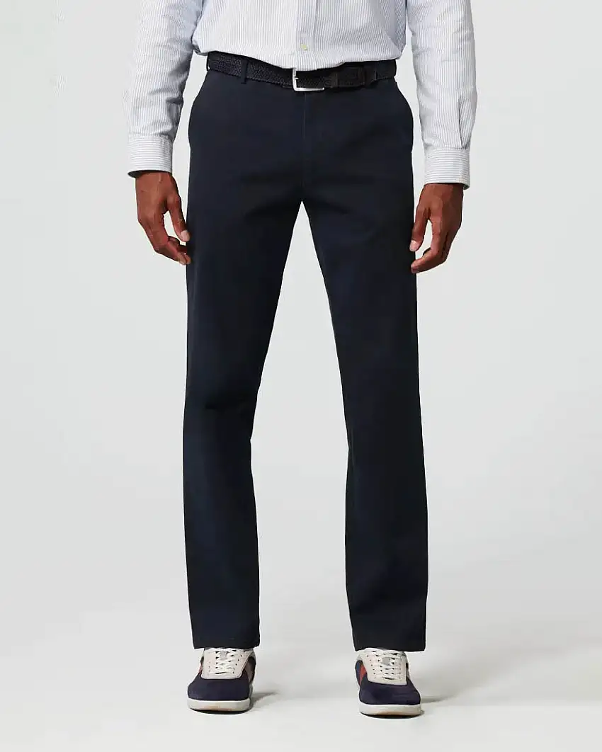Pantalone chino Oslo blu in tessuto armaturato di cotone stretch drop 6