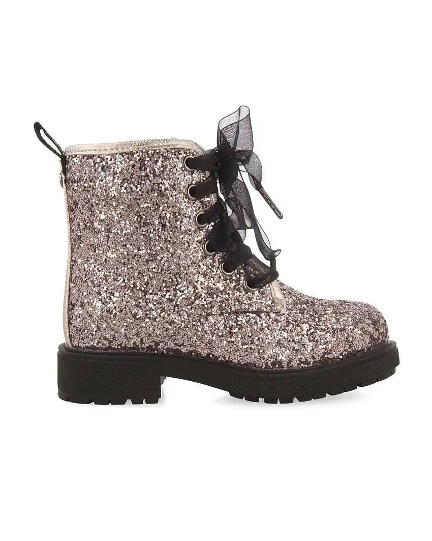 Anfibio Surany Gioseppo rosa glitter con lacci in tulle