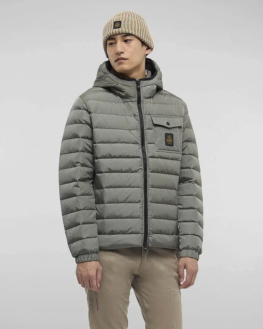 Piumino Refrigiwear Hunter Jacket verde salvia con cappuccio