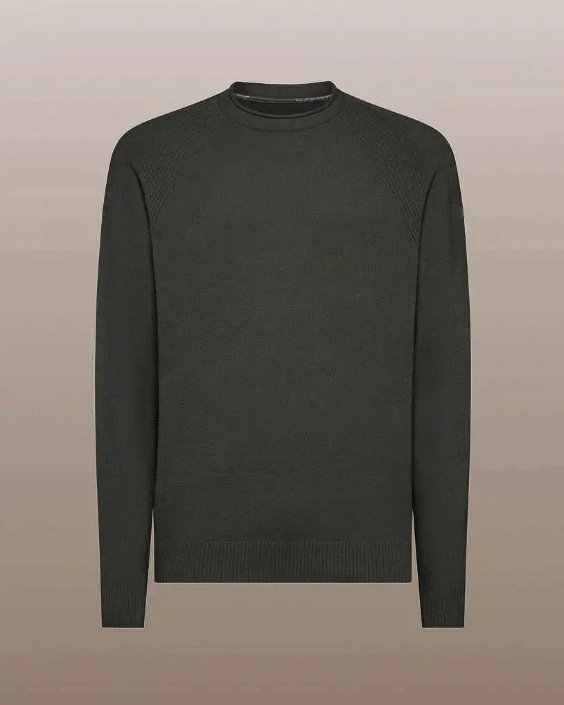 Maglia girocollo R.R.D. verde militare Knit Velvet Round in ciniglia con maniche raglan