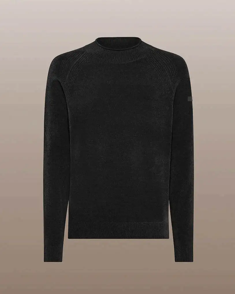 Lupetto nero R.R.D. Velvet Volcano Knit in ciniglia con maniche raglan