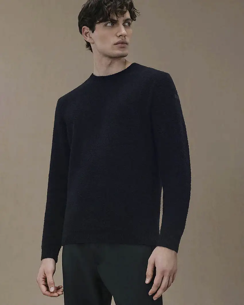 Maglione girocollo R.R.D. Bouclè Round Knit blu