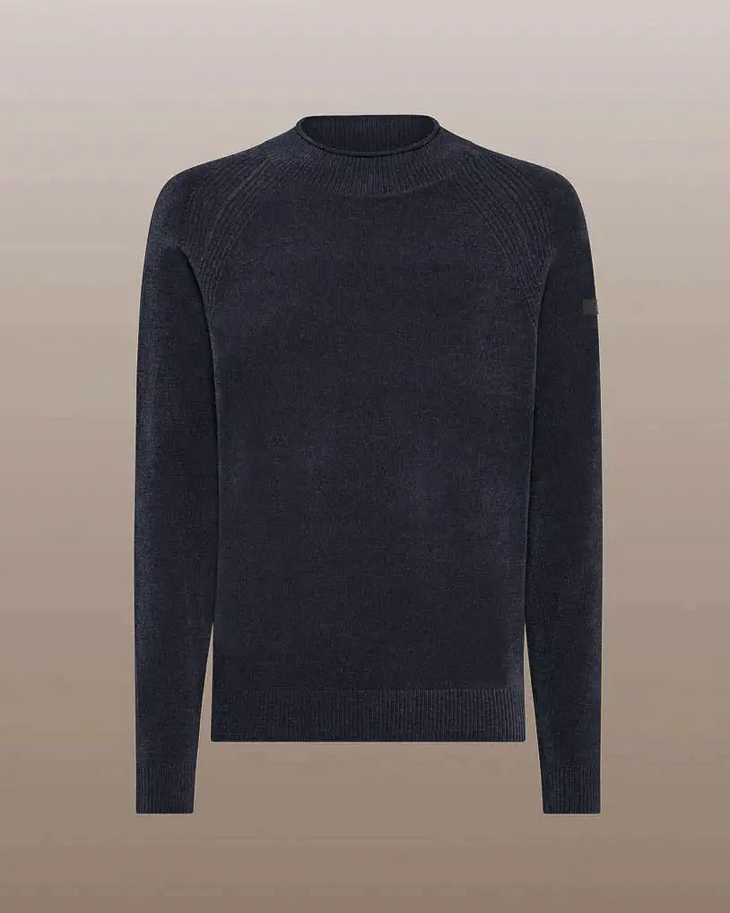 Lupetto blu R.R.D. Velvet Volcano Knit in ciniglia con maniche raglan