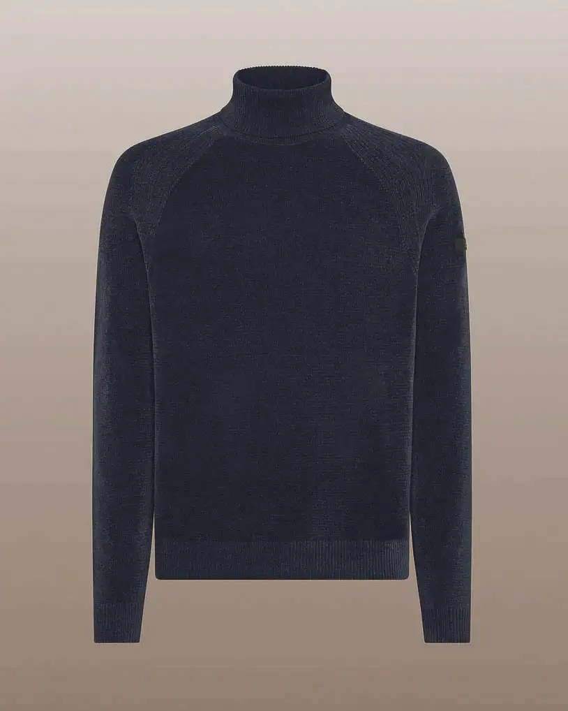 Dolcevita R.R.D. blu Velvet Turtleneck Knit in ciniglia con maniche raglan