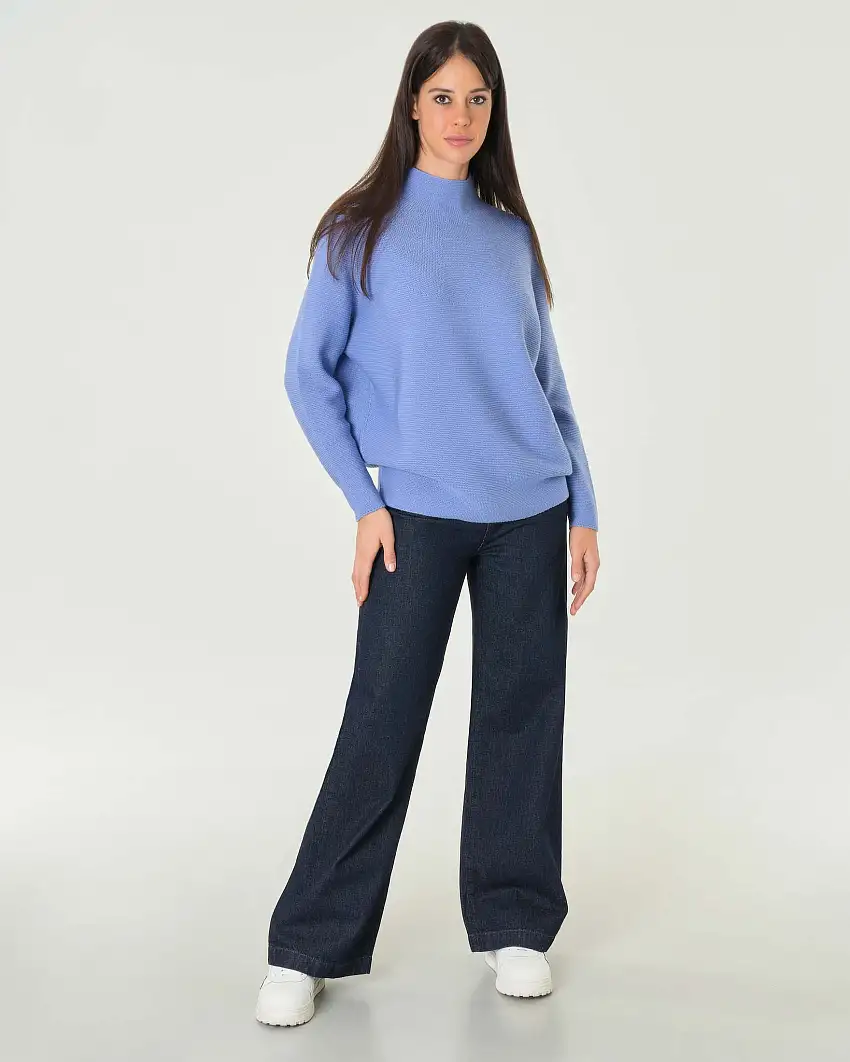 Lupetto color pervinca in pura lana lavorata a punto linz