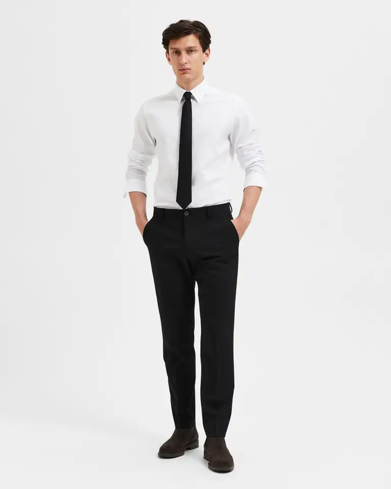 Pantaloni slim Selected Homme neri in tela di misto viscosa stretch