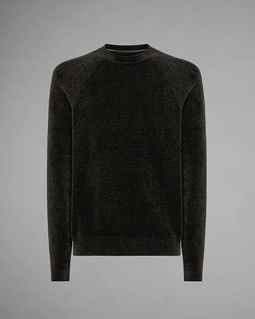 Maglia girocollo verde militare Knit Velvet Round in ciniglia con maniche raglan