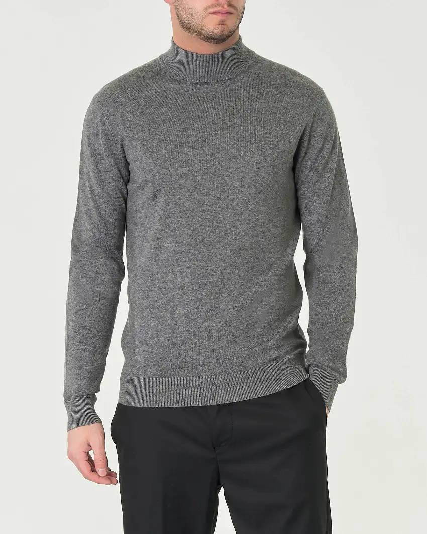 Lupetto Paul Baker grigio scuro tinta unita in maglia di viscosa