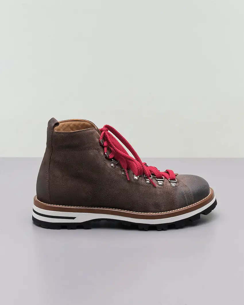 Pedula Mon Piz Heritage in pelle scamosciata marrone effetto vintage