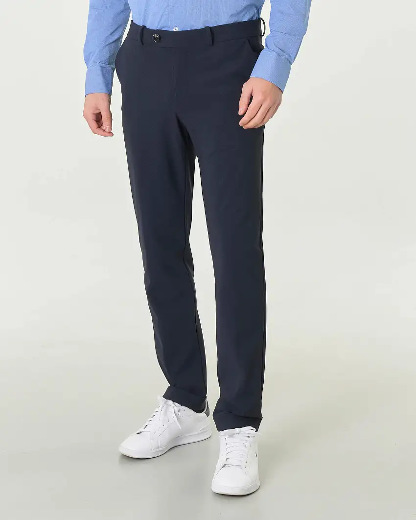 Winter Chino R.R.D. blu in tessuto tecnico con microfantasia a quadretti