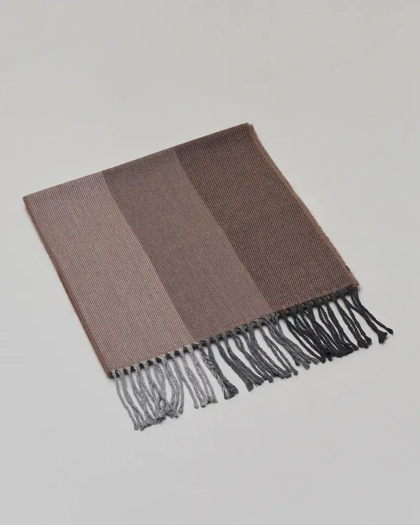 Sciarpa Pellizzari in tessuto color block nei toni noce con frange