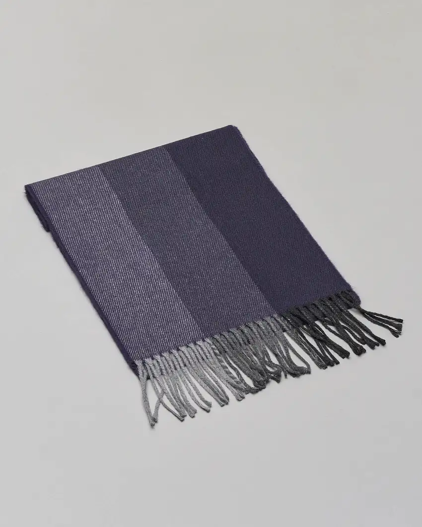 Sciarpa Pellizzari in tessuto color block nei toni viola con frange