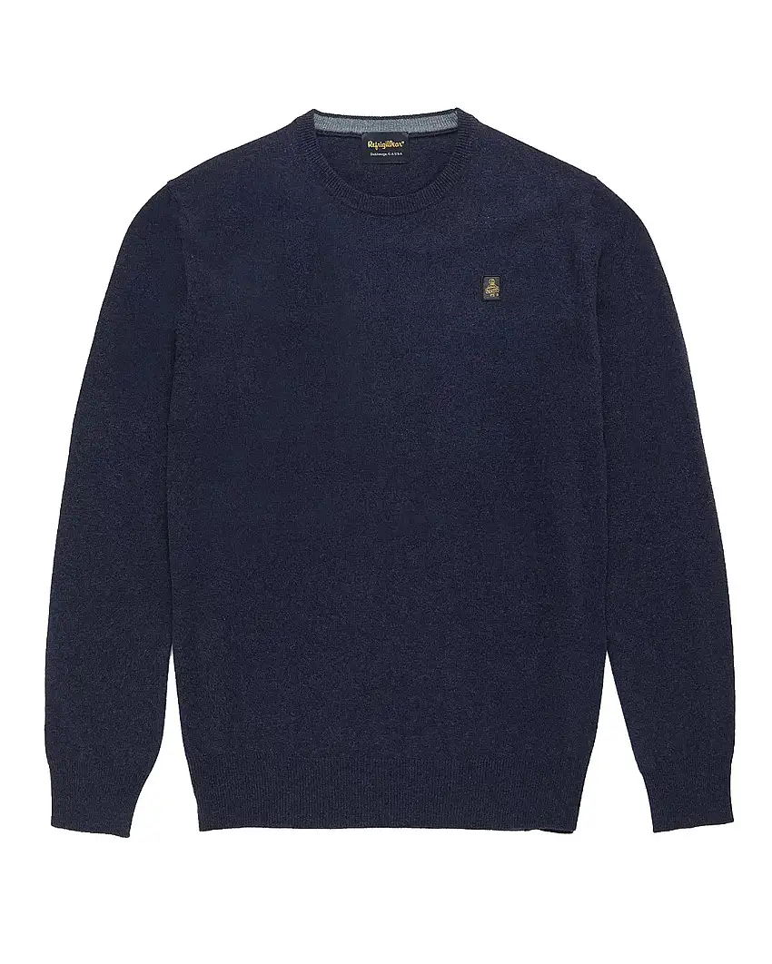 Maglia girocollo Refrigiwear blu in misto lana viscosa e cachemire