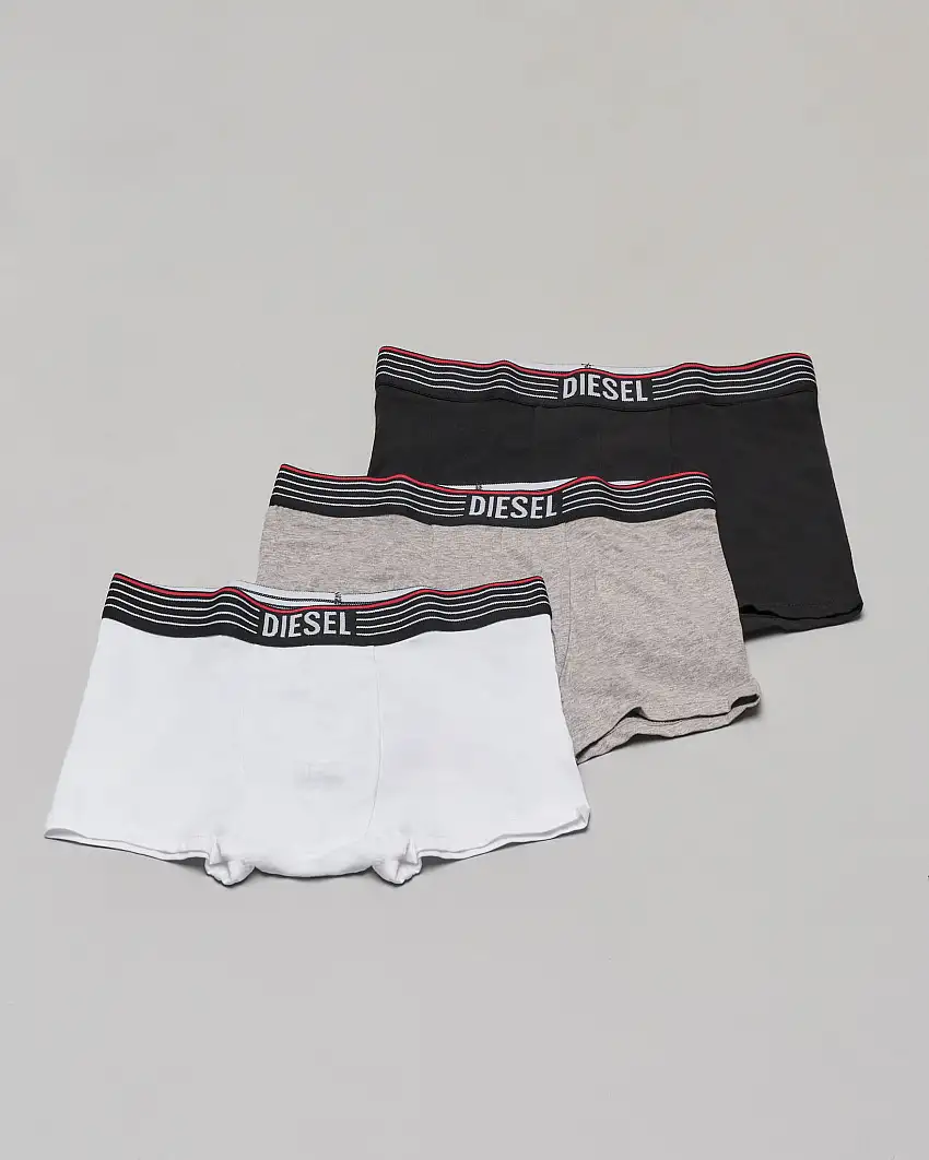 Set tre boxer nero grigio e bianco con elastico porta logo