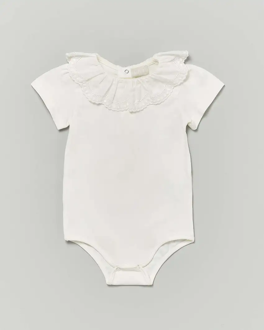 Body Lalalù avorio con ampio collo in pizzo