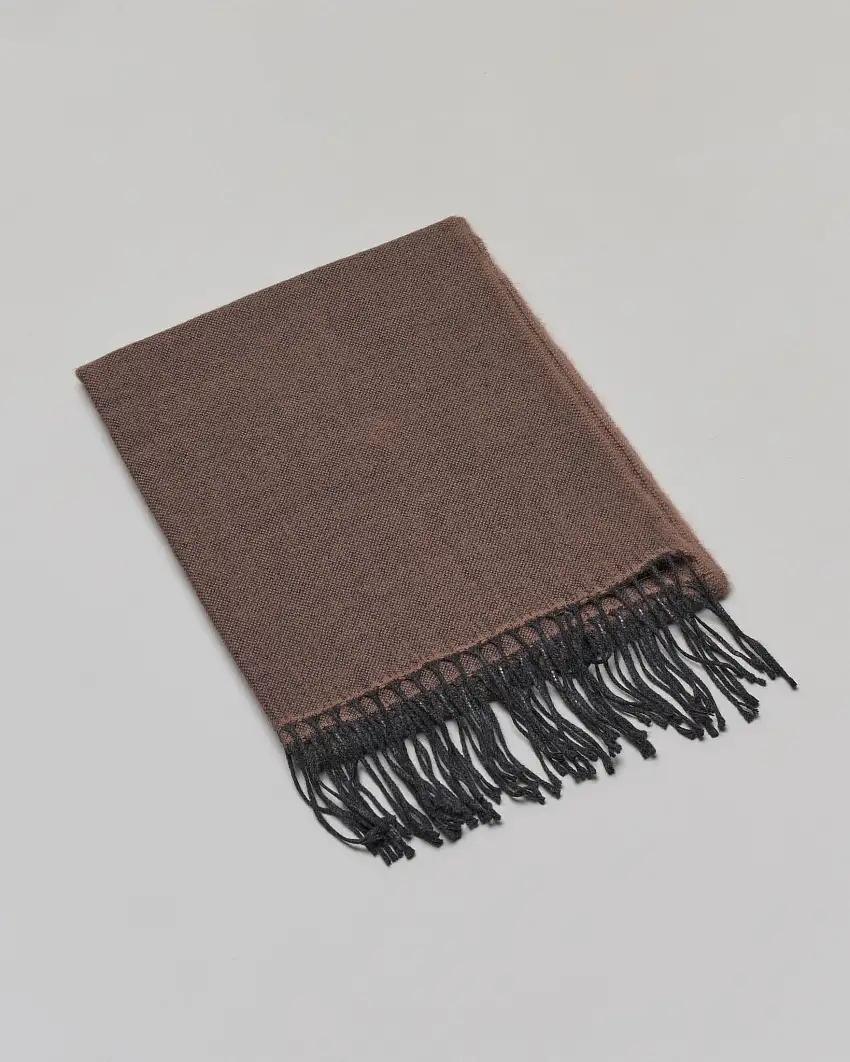 Sciarpa Pellizzari noce in tessuto micro armatura con frange