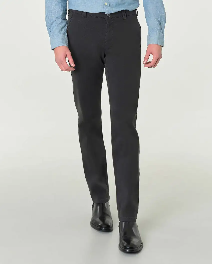 Pantalone Rio grigio antracite in drill di cotone stretch a gamba dritta