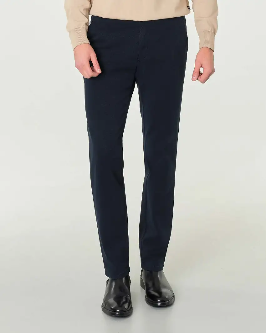 Pantalone Rio blu in drill di cotone stretch a gamba dritta