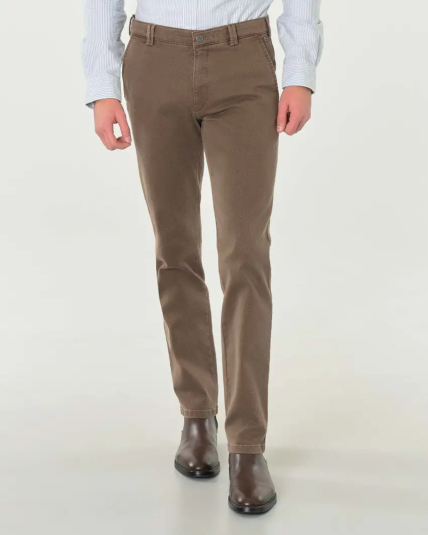 Pantalone Rio fango in drill di cotone stretch a gamba dritta