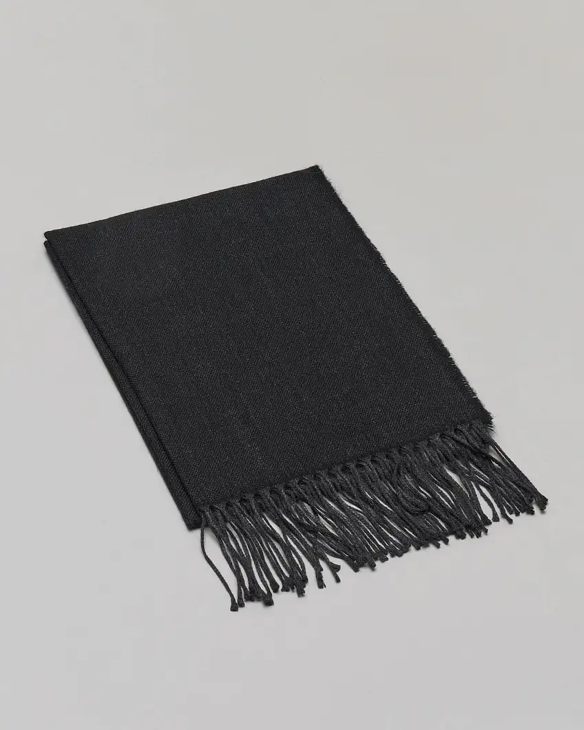 Sciarpa Pellizzari nera in tessuto micro armatura con frange