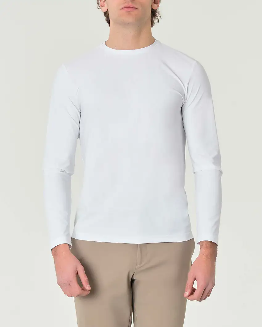 T-shirt manica lunga Pellizzari bianca in tessuto tecnico