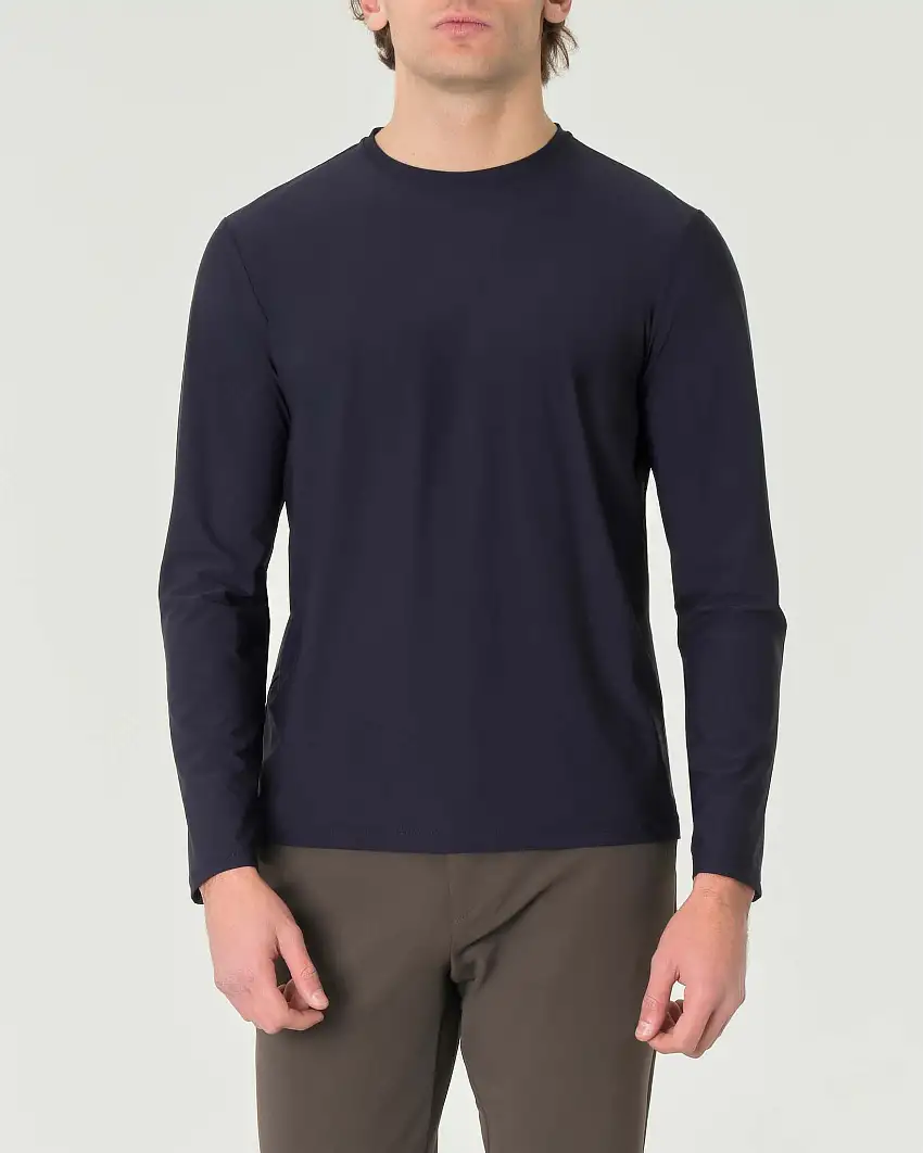 T-shirt manica lunga Pellizzari blu in tessuto tecnico