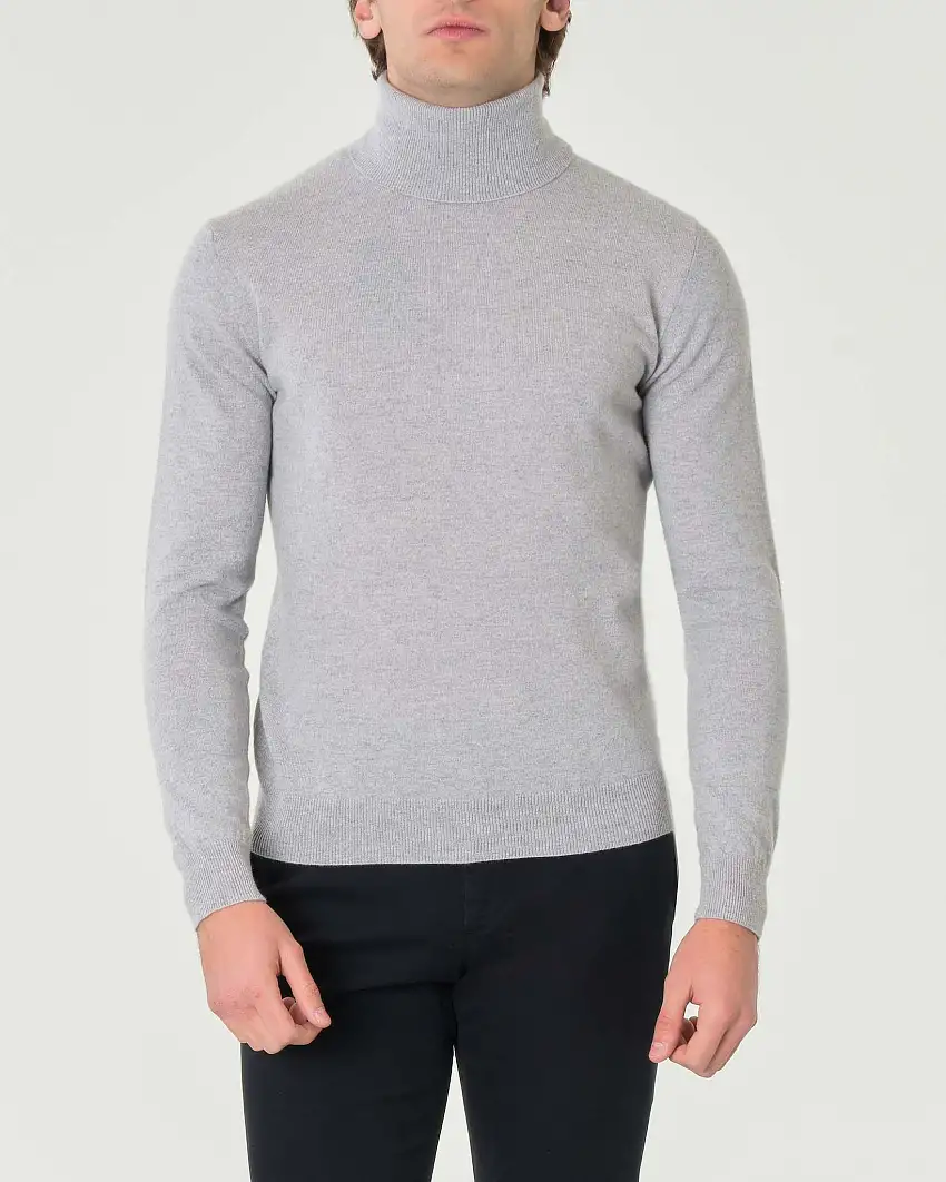 Dolcevita Pellizzari grigio melange in misto lana e cachemire finezza 12