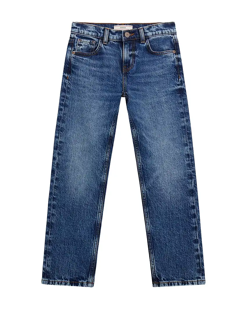 Jeans Guess straight in cotone elasticizzato a lavaggio scuro stone washed