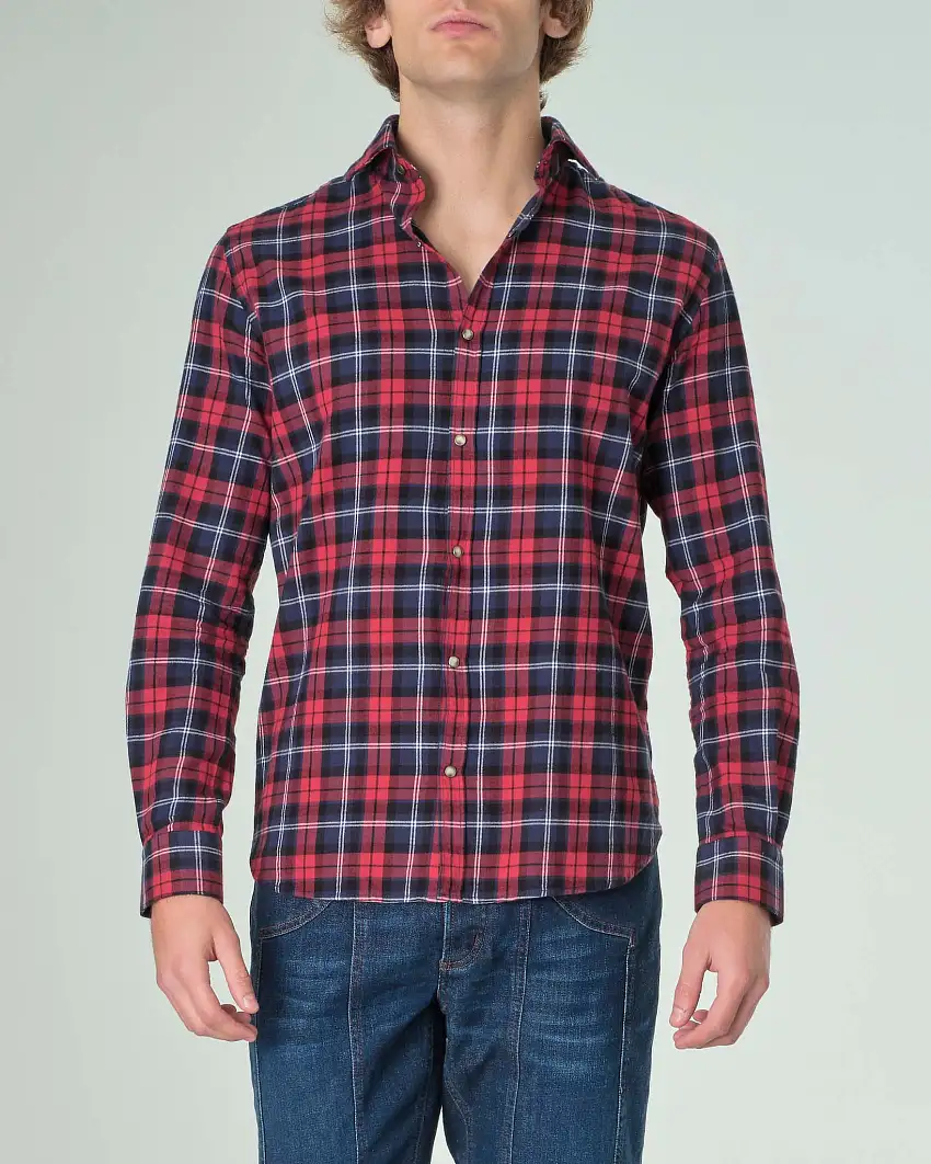 Camicia in flanella a quadri rossi e blu