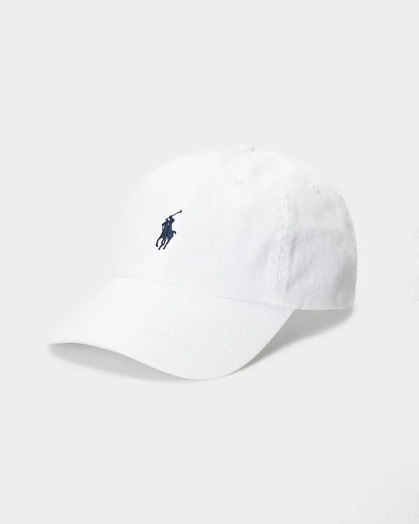 Cappellino bianco in cotone con logo ricamato sul frontino a contrasto di colore