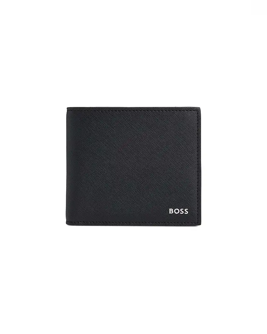 Portafoglio nero in pelle saffiano