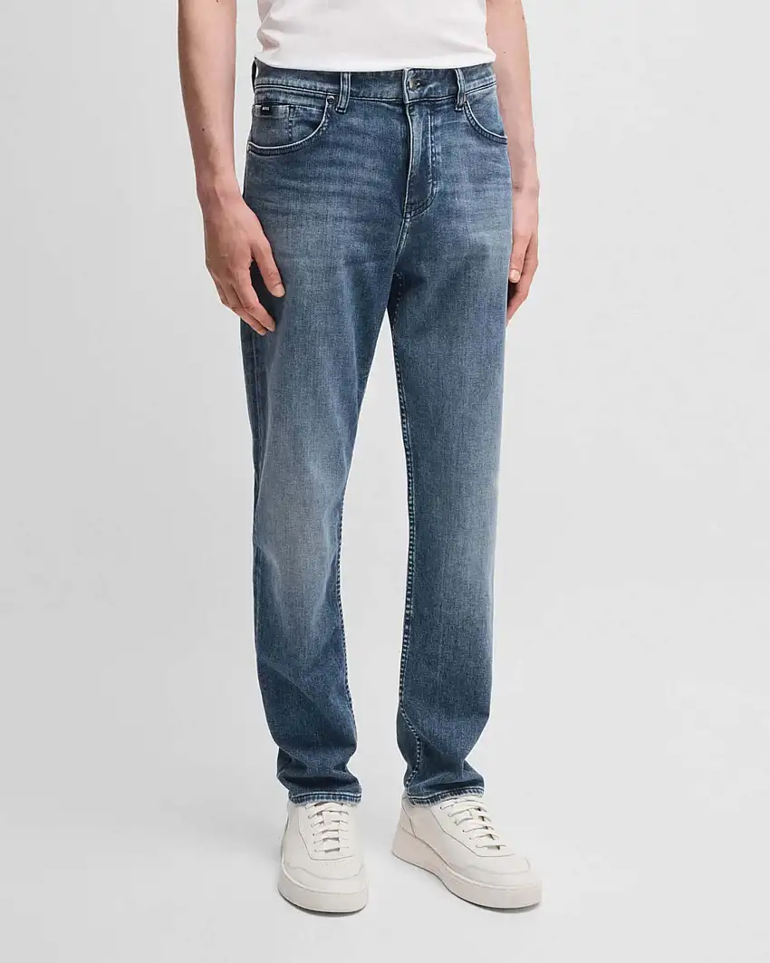 Jeans regular fit Maine lavaggio scuro stone washed in cotone stretch