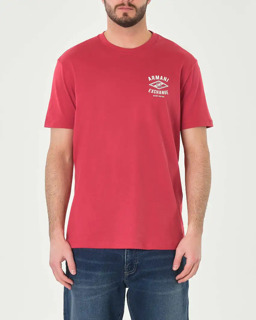 T-shirt rossa mezza manica con logo sul petto