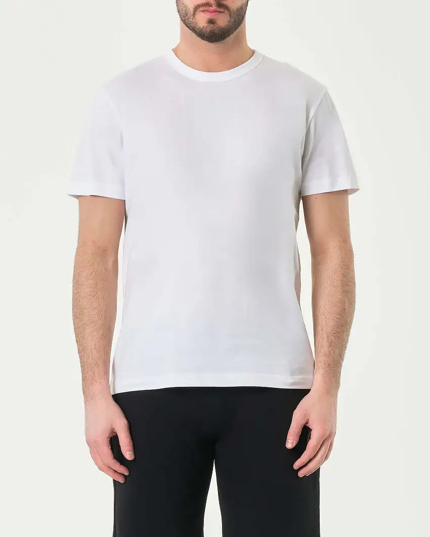 T-shirt bianca mezza manica in jersey di puro cotone