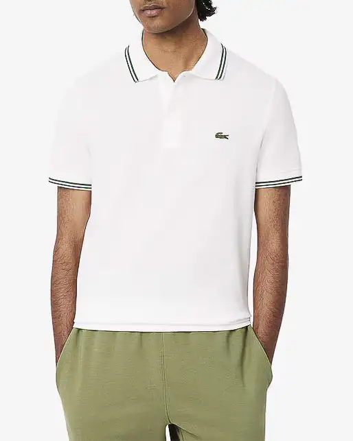 Polo bianca mezza manica regular fit L.12.12 con bordino verde