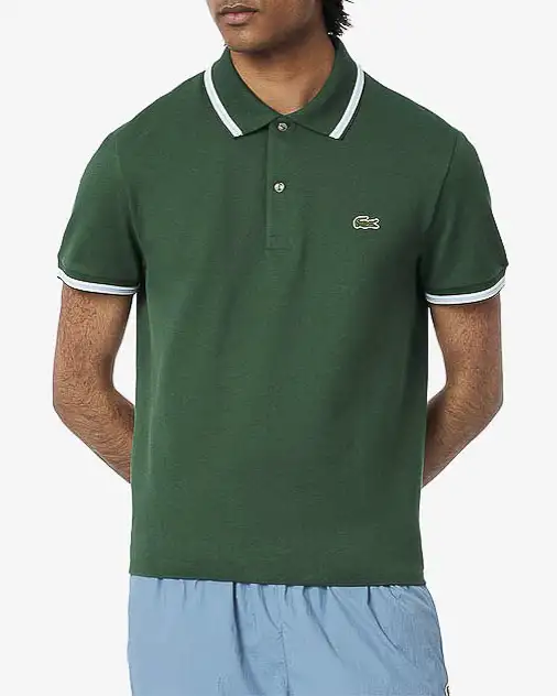 Polo verde mezza manica regular fit L.12.12 con bordino bianco