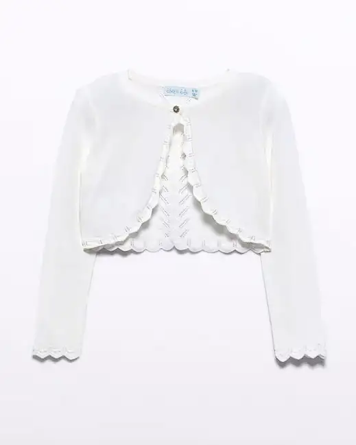 Cardigan bianco lavorato tricot in viscosa con bottone gioiello