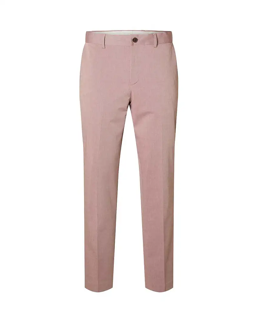 Pantaloni Liam rosa slim-fit in tela di misto viscosa stretch con piega stirata fronte e retro