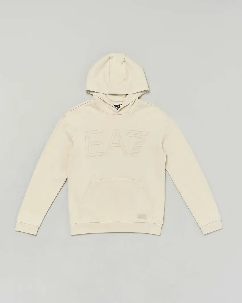 Felpa color gesso con cappuccio e maxi logo monogramma
